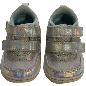 Stride Rite Ariella Toddler Girls Iridescent Silver Self-Adhesive Sneakers; 3M